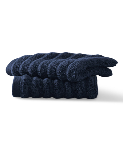 Blue Loom Mason 100% Cotton Low Twist 2 Piece Washcloth Set, 13" X 13" In Navy Blue