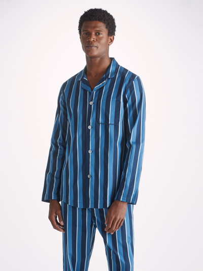 Derek Rose Men's Modern Fit Pyjamas Royal 220 Cotton Blue