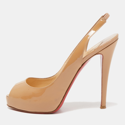Pre-owned Christian Louboutin Beige Patent Leather Private Number Sandals Size 39