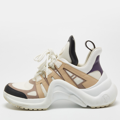 Louis Vuitton Off White Mesh, Suede and Monogram Canvas Run Away Sneakers  Size 39