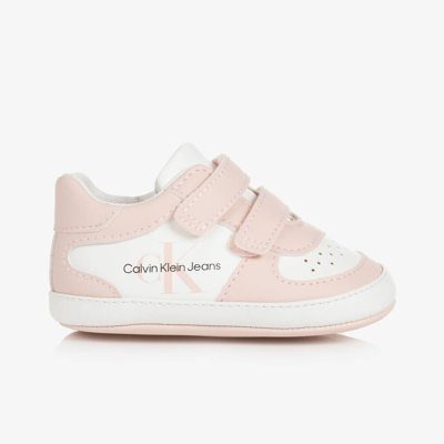 Calvin Klein Baby Girls Pink & White Pre-walker Trainers