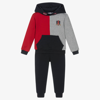 Patachou Boys Blue Cotton Colourblock Tracksuit In Blue