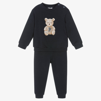 Patachou Kids' Boys Navy Blue Cotton Tracksuit