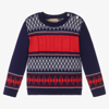 GUCCI BABY BOYS BLUE & RED WOOL SWEATER