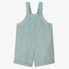 GUCCI BOYS BLUE DAMIER WOOL CHECK DUNGAREES