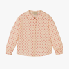 GUCCI GIRLS IVORY & RED HEART COTTON BLOUSE