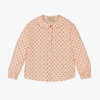 Gucci Babies' Girls Ivory & Red Heart Cotton Blouse