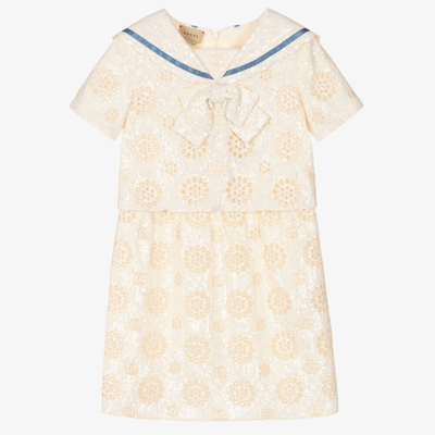 Gucci Kids' Girls Ivory Sequin Double G Dress