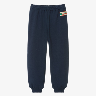 Gucci Logo-patch Cotton Track Pants In Blue