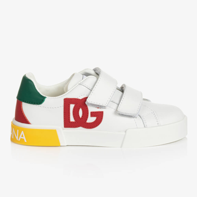 Dolce & Gabbana White Leather Portofino Dg Trainers