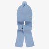 ARTESANIA GRANLEI SKY BLUE KNITTED HAT & ATTACHED SCARF