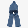 ARTESANIA GRANLEI BLUE KNITTED HAT & ATTACHED SCARF