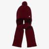 ARTESANIA GRANLEI BURGUNDY RED KNITTED HAT & ATTACHED SCARF