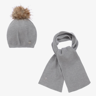 Artesania Granlei Grey Knitted Hat & Scarf Set