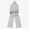 ARTESANIA GRANLEI GREY KNITTED HAT & ATTACHED SCARF