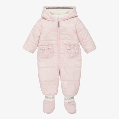 Lapin House Babies' Girls Pink & White Dogtooth Snowsuit