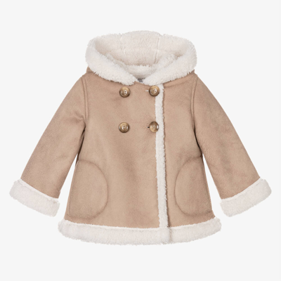 Mayoral Babies' Girls Beige Faux Suede Coat