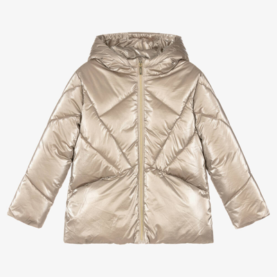Mayoral Kids' Girls Gold Hooded Puffer Jacket