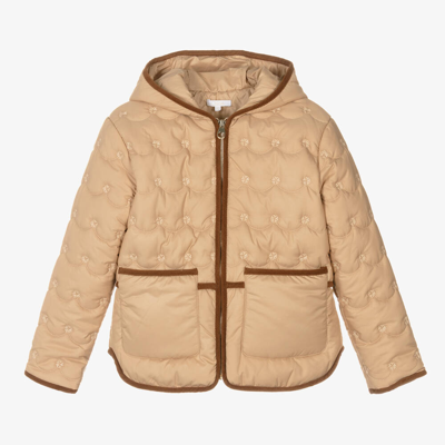 Chloé Girls Beige Quilted Floral Jacket