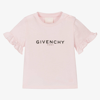 GIVENCHY GIRLS PALE PINK COTTON T-SHIRT