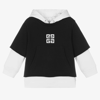 GIVENCHY BOYS WHITE & BLACK LAYERED HOODIE