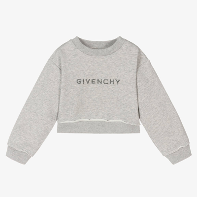 Givenchy Kids' Girls Grey Marl Cropped Sweatshirt