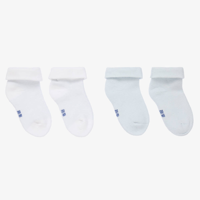Absorba White & Blue Cotton Baby Socks (2 Pack)