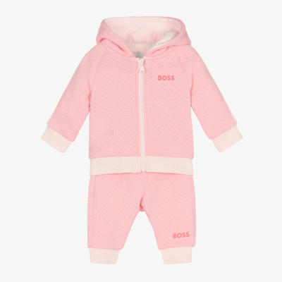 Hugo Boss Babies' Boss Girls Pink Cotton Tracksuit