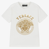 VERSACE WHITE & GOLD COTTON MEDUSA T-SHIRT