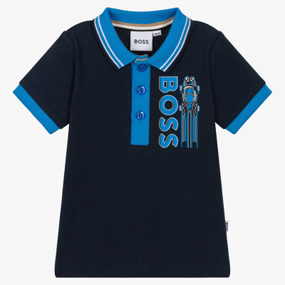 Hugo Boss Babies' Boss Boys Blue Cotton Piqué Polo Shirt