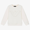 Emporio Armani Boys Ivory Cotton Eagle Sweatshirt In Ivory
