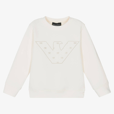 Emporio Armani Kids' Boys Ivory Cotton Eagle Sweatshirt