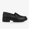 GEOX GIRLS BLACK LEATHER LOAFERS
