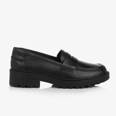 Geox Kids' Girls Black Leather Loafers