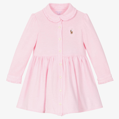 Ralph Lauren Baby Girls Pink Cotton Piqué Dress