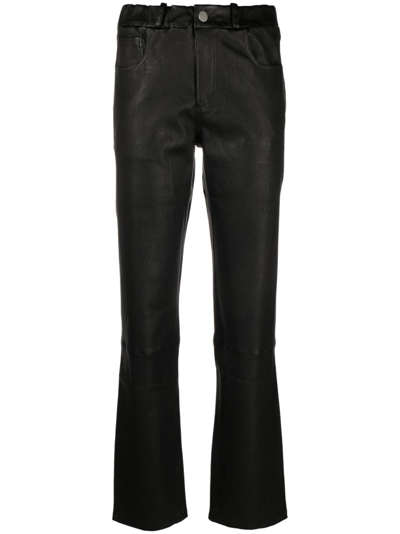 Arma Leather Straight-leg Trousers In Schwarz