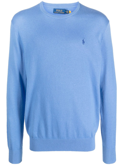 Polo Ralph Lauren Logo-embroidered Cotton-blend Jumper In Blau