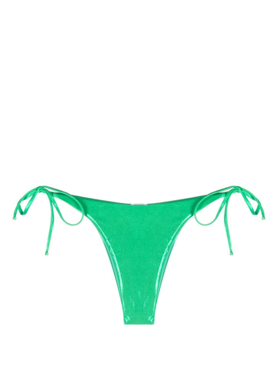Moschino Side-tie Bikini Bottoms In Grün
