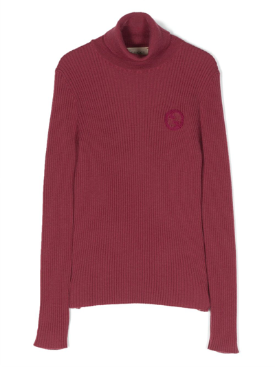 Gucci Gg-embroidered Ribbed Jumper In Rot
