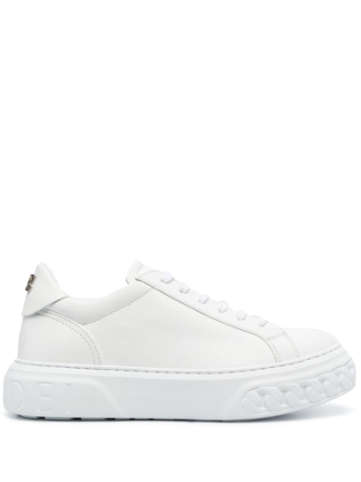 Casadei Logo-patch Low-top Sneakers In Weiss