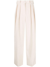 THE FRANKIE SHOP TANSY DOUBLE-PLEATED PINSTRIPE TROUSERS