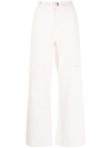 P.a.r.o.s.h Multiple-pockets High-waisted Trousers In Weiss