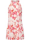 Equipment Eudora Abstract Floral Silk Romper In Red