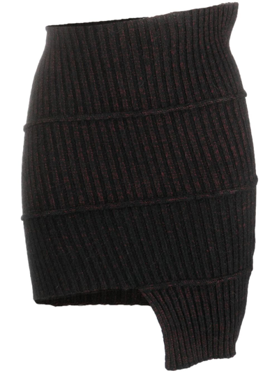 Mm6 Maison Margiela Asymmetric Knitted Cotton-blend Skirt In Black/red