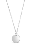 Sterling Forever Sterling Silver Disc Charm Necklace In Silver