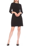 Alexia Admor Cristal 3/4 Sleeve Pleated A-line Dress In Black