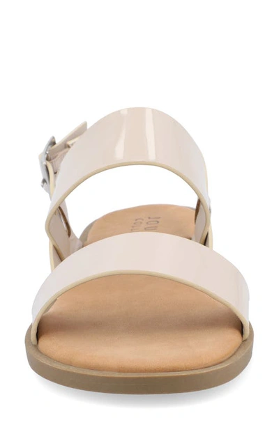 Journee Collection Lavine Sandal In Beige- Faux Leather- Polyurethane
