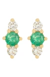Bony Levy Diamond Stud Earrings In 18k Yellow Gold Emerald