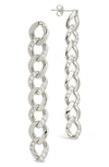 Sterling Forever Silver Cz Chain Link Drop Earrings In Silvertone