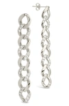 Sterling Forever Rhodium Plated Cz Cuban Chain Link Drop Earrings In Silver